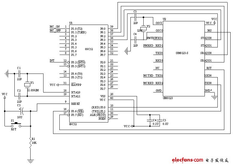 圖2 單片機接口電路設(shè)計