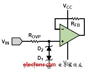 為運(yùn)算放大器增加過壓保護(hù)（電子工程專輯）