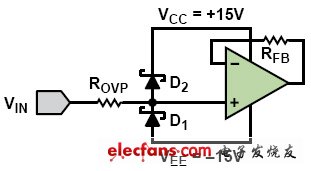 為運(yùn)算放大器增加過壓保護(hù)（電子工程專輯）