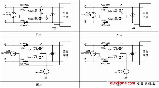 四種RS485防雷保護接地電路