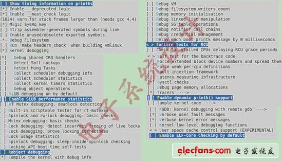 圖表 4設定Kernel hacking 中調試選項勾選