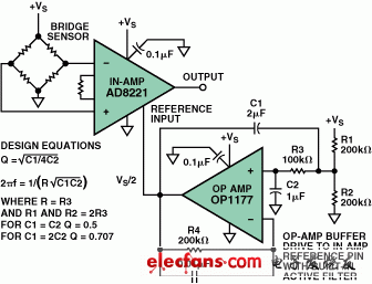 Analog Devices:將運算放大器緩沖器接成有源濾波器驅(qū)動儀表放大器的參考輸入引腳