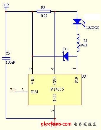 圖3 LED 恒流驅(qū)動(dòng)系統(tǒng)電路圖