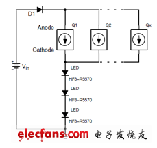 多個恒流二極管并聯以增大電流