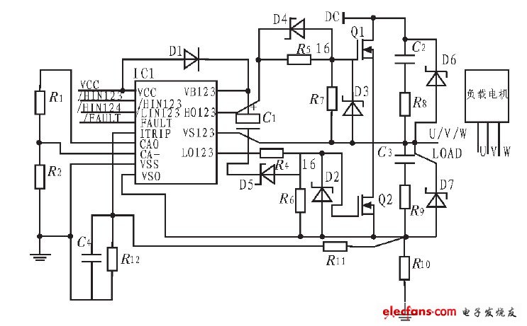 圖3 無刷直流電機(jī)驅(qū)動(dòng)原理圖