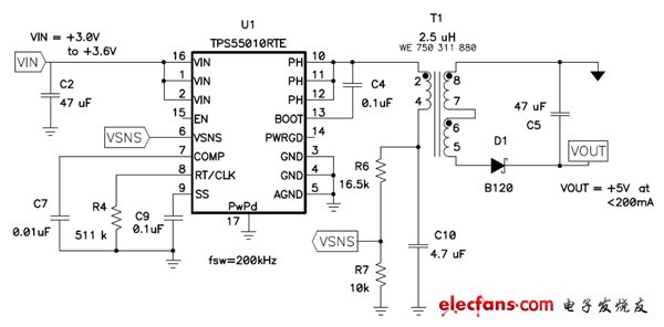 同步降壓電路提供隔離式電源供應