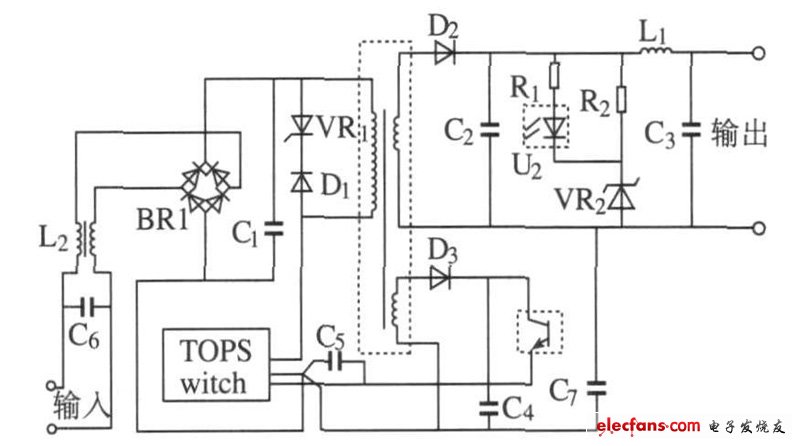 圖6  反激式電源的應用原理圖