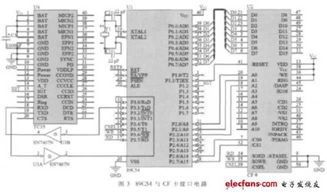 89C54與CF卡接口電路