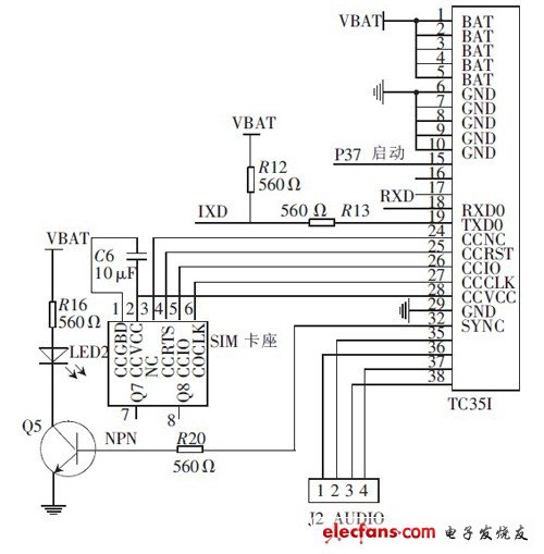 TC35I 與微控制器的電路連接圖