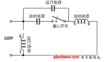 電容啟動(dòng)運(yùn)轉(zhuǎn)型接線電路