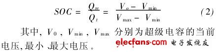 超級電容當(dāng)前SOC主要基于超級電容的輸出電壓