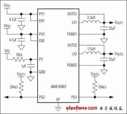 MAX16963：典型應用電路