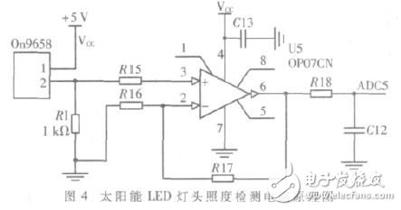 LED燈頭照度檢測電路如圖4