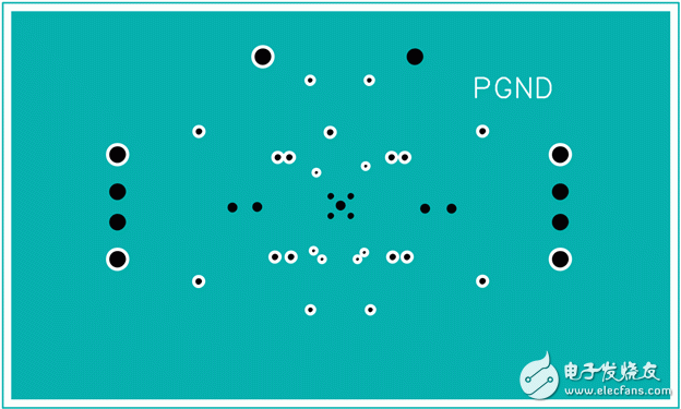 Figure 6. Example of a four-layer PCB layout—VSUP layer.圖6. 四層板布線(xiàn)–VSUP層