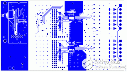 　圖5. EVAL-CN0235-SDPZ PCB的底層包含AD8280菊花鏈信號的上部屏蔽