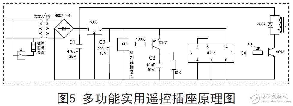 多功能實用遙控插座原理圖