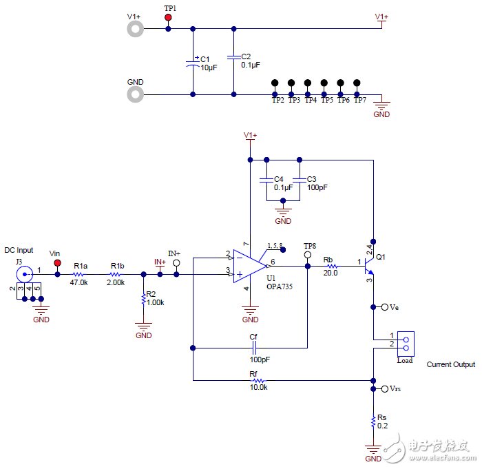 低側(cè)電壓至電流(V-I)轉(zhuǎn)換器電路圖