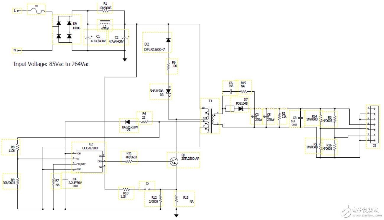 Figure 1：5W無(wú)Y電容充電器原理圖