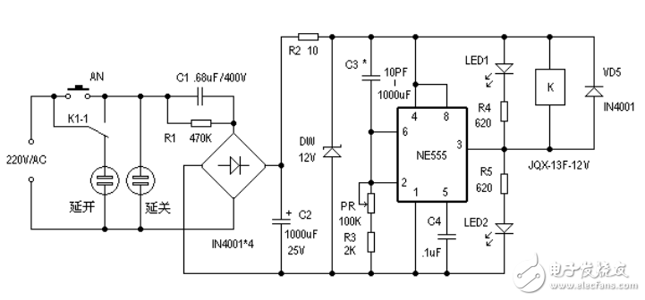 基于NE555開關電源插座電子設計圖