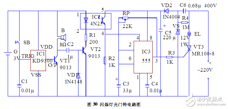 閃爍燈光門鈴電路設計