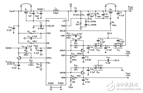 Intersil汽車TFT-LCD顯示器電源電路設計