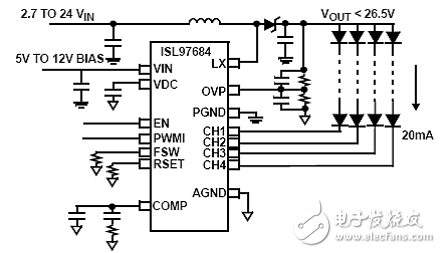 基于ISL97684顯示LED電源背光驅動電路設計