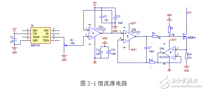 采用REF5050恒流源模塊電路設計