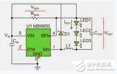 圖3：MBI6650應(yīng)用電路。