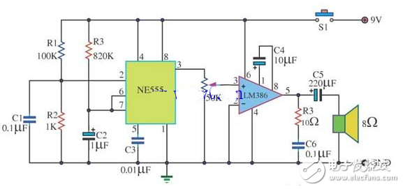 555電子門(mén)鈴電路原理圖