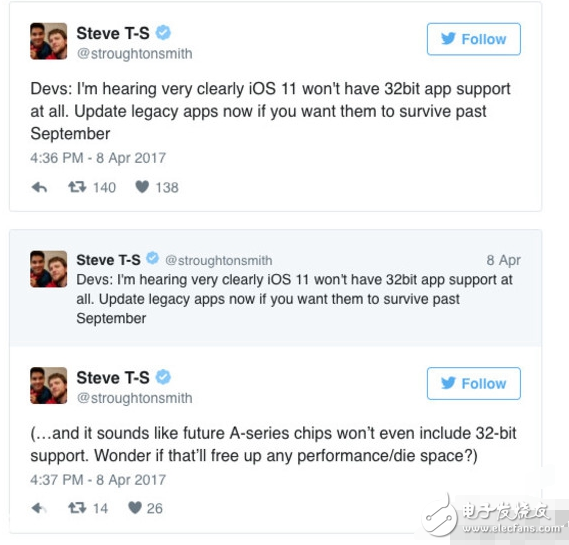 近日，知名開發(fā)者Steven Troughton-Smith透露，自iOS 11系統(tǒng)開始，蘋果將全面停止支持32位應(yīng)用，屆時，App Store中將有大批32位應(yīng)用無法正常工作，并且可別以為這是件小事，現(xiàn)在我們用的App中，有不少還停留在32位，游戲、教育和娛樂類應(yīng)用占到了絕大多數(shù)，用戶可以到設(shè)計界面總的應(yīng)用選項中進行查看。