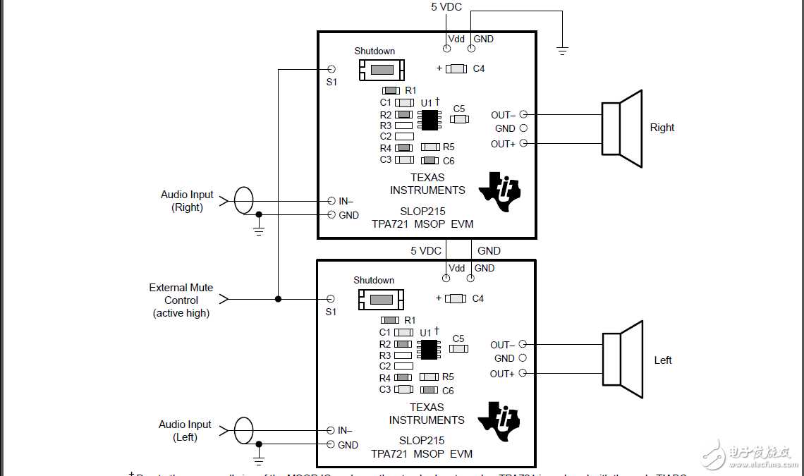 TPA721MSOP音頻放大器評估模塊