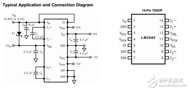 lm2685雙輸出穩(wěn)壓開關(guān)電容電壓轉(zhuǎn)換器