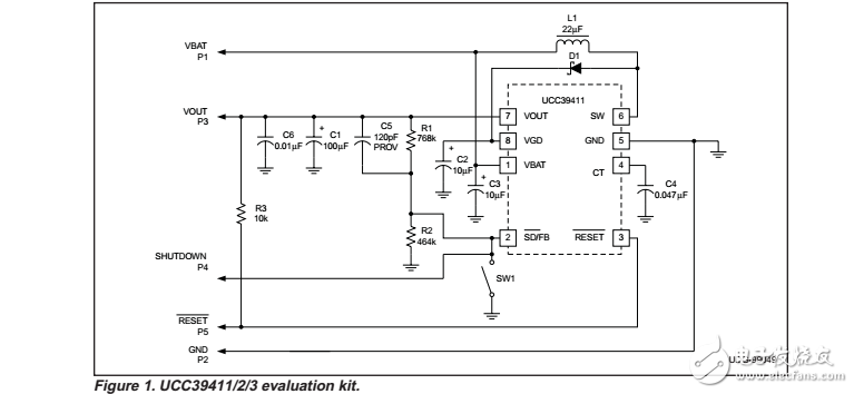 ucc39411低功率同步升壓轉換器評估套件原理圖和列表材料