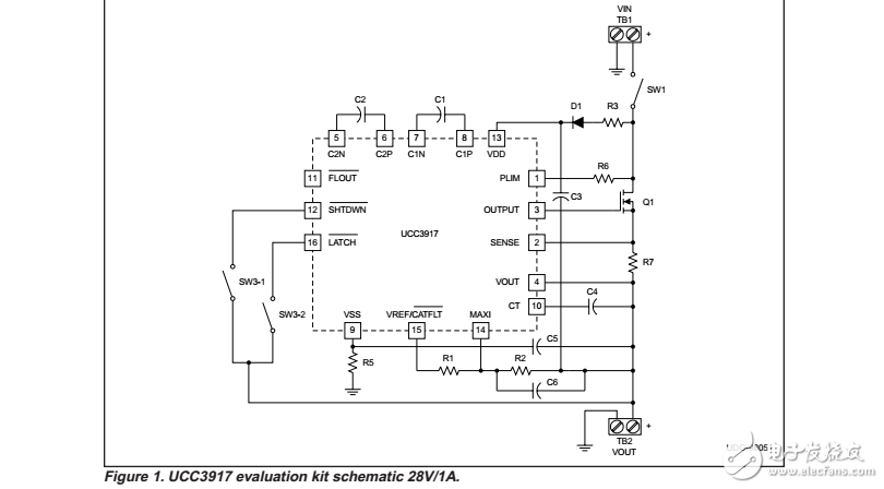 ucc3917正浮熱插拔電源管理評估工具原理和材料清單