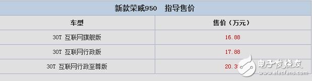 榮威950怎么樣？互聯(lián)網(wǎng)汽車智能系統(tǒng),多功能冷藏手套,售價區(qū)間為16.88-20.38萬元