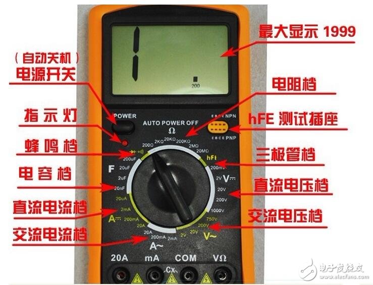 數字萬用表使用方法及測試電流、電容、二極管的方法解析