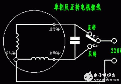 單相電機正反轉接線圖_220v正反轉實物接線圖_單相電機正反轉原理圖