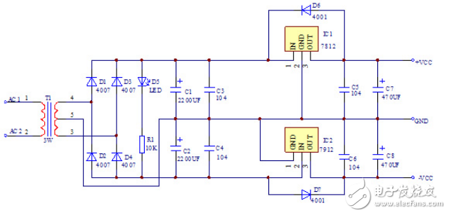 7805電源電路及7805-7905正負(fù)雙電源電路的設(shè)計(jì)與制作