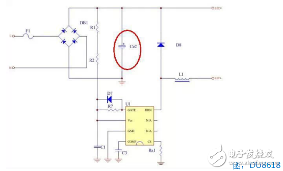 LED無頻閃技術(shù)的研究之無PFC的BUCK電路