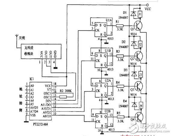 pt2262應用電路圖大全_pt2262編碼電路匯總（五款pt2262應用電路詳解）