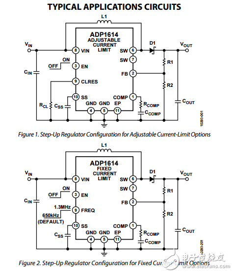 650千赫/1.3兆赫4a升壓PWM直流到直流轉換器的切換ADP1614數據表