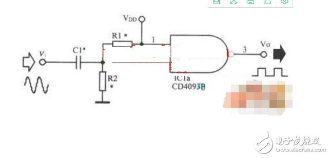 cd4093的正弦波轉方波電路