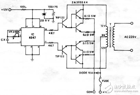 cd4047應(yīng)用電路圖解（信號控制電路圖、逆變器電路圖）