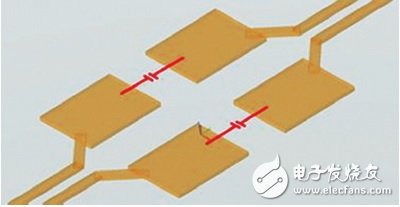 圖5 使用Keysight EMPro建模電容表面貼裝焊盤與差分走線串聯(lián)。