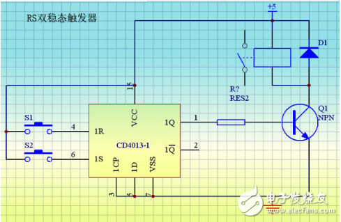 CD4013集成電路信號傳送特性及應(yīng)用電路（多地控制燈開關(guān)）