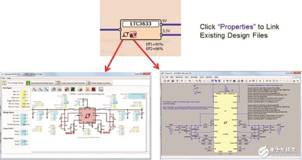 圖 7：連接到已有 LTpowerCAD 和 LTspice 文件