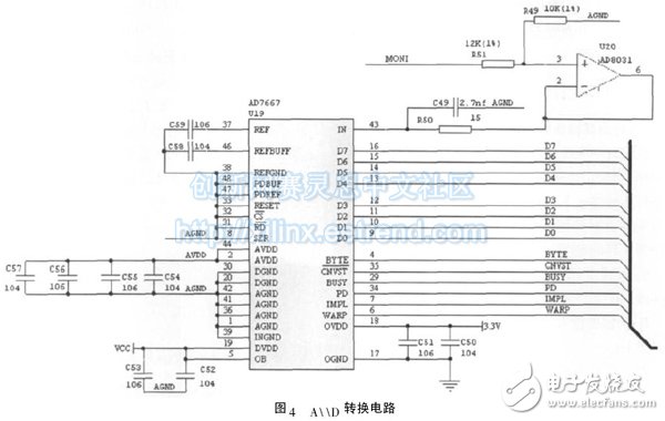 圖4 A\ \D 轉換電路