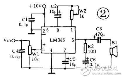 LM386應用電路之微機立體聲功放電路