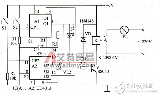 cd4013樓梯延時照明燈的應用