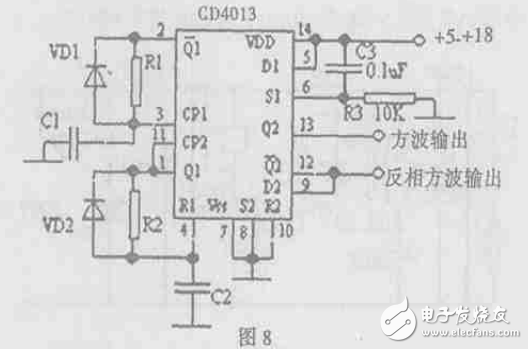 cd4013產(chǎn)生的方波發(fā)生器電路